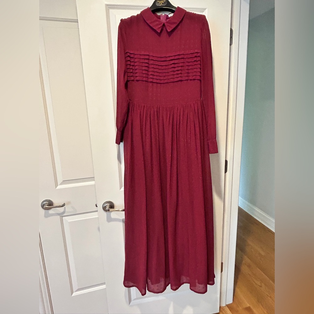 Chic Long Sleeve Burgundy Dress
